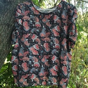 💓Whimsical Floral Paisley Ruched Sleeve Top